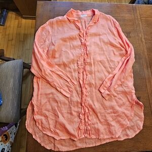 Free People CP Shades Ruffle Linen Blouse XL